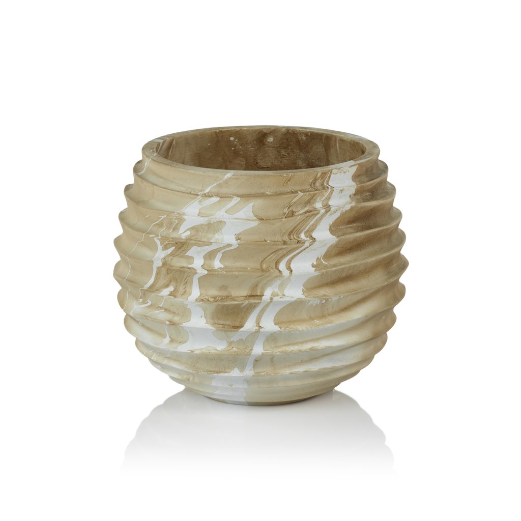 Natural Latte Mango Wood Marbleized Cocoon Pot - Vases by Carlyle Avenue