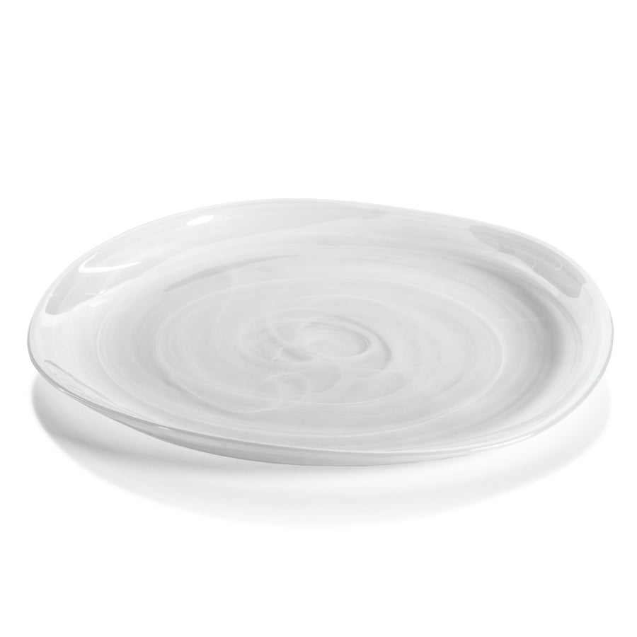 Monte Carlo Alabaster Glass Plate - White - Plates by Carlyle Avenue