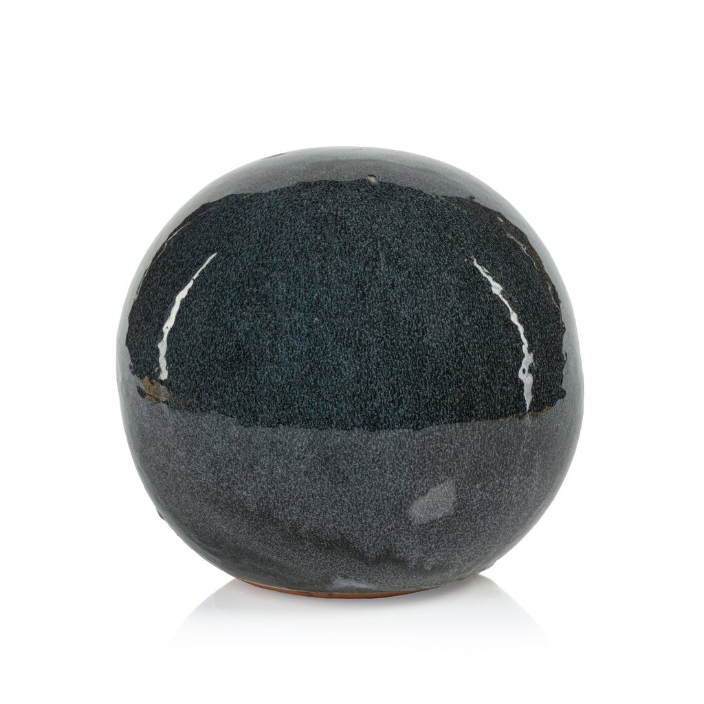 Cortez Blue-Gray Glazed Stoneware Decorative Ball