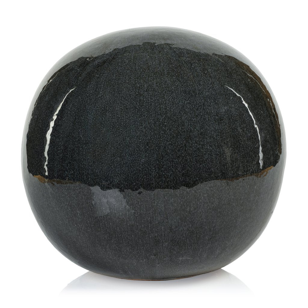 Cortez Blue-Gray Glazed Stoneware Decorative Ball - Decorative Accessories by Carlyle Avenue