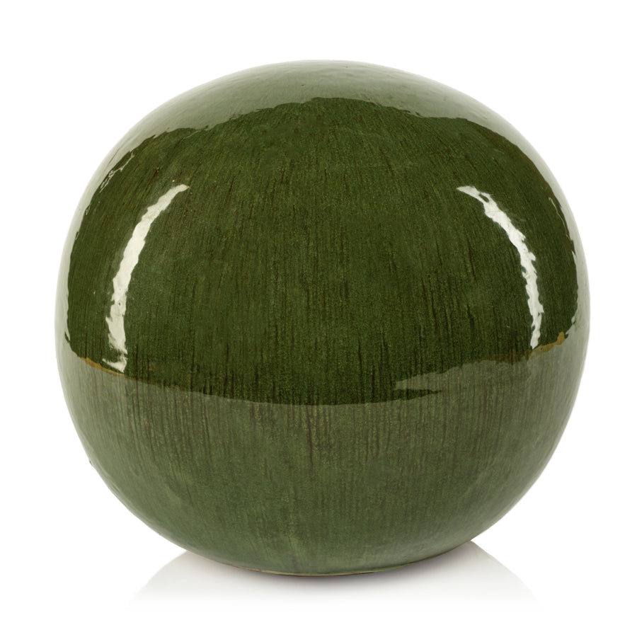 du-Rhône Green Glazed Stoneware Decorative Ball - Decorative Accessories by Carlyle Avenue