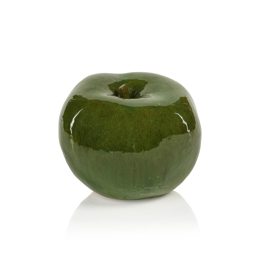Normandy Green Glazed Stoneware Decorative Apple - Decorative Accessories by Carlyle Avenue