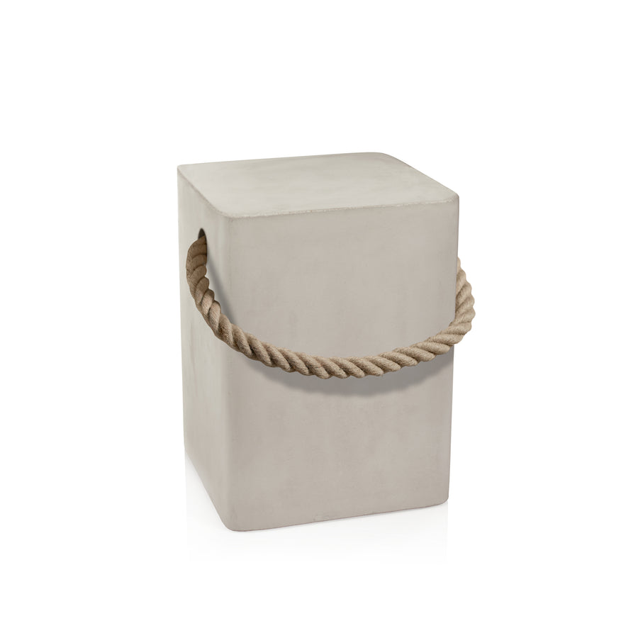 Isola Concrete Stool w/Rope Handle - White - Furniture by Carlyle Avenue
