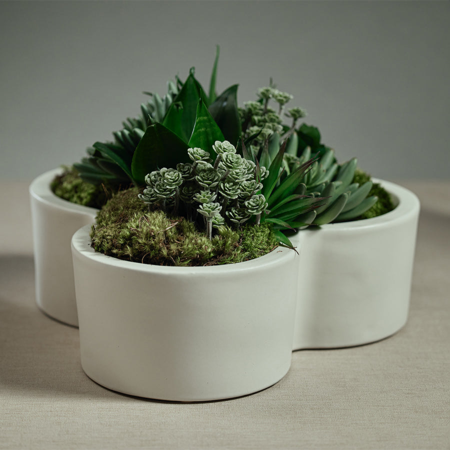Earthenware Flower Shape Planter/Bowl - White