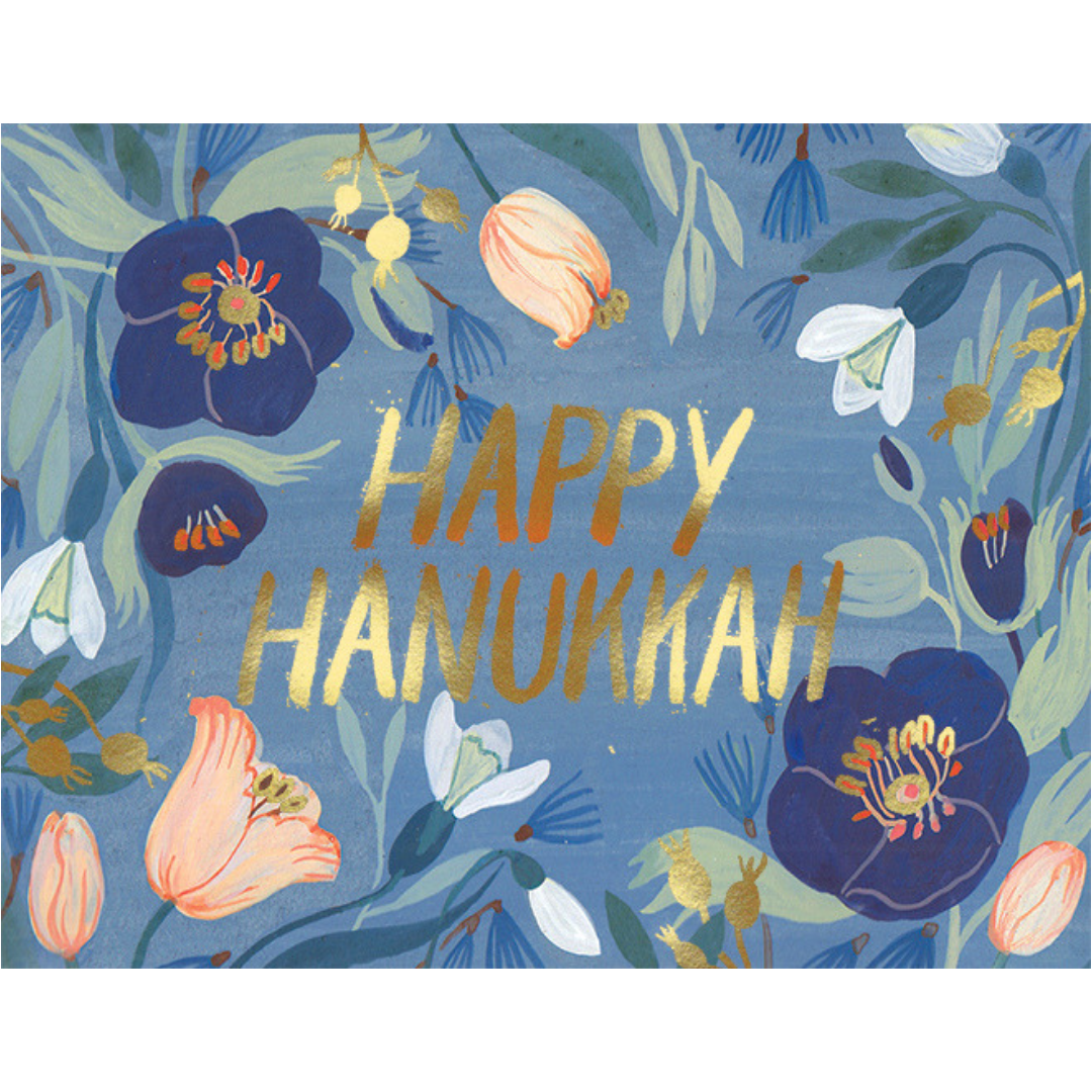 Hannukkah Flowers FOIL Holiday Card - Greeting Cards by Carlyle Avenue