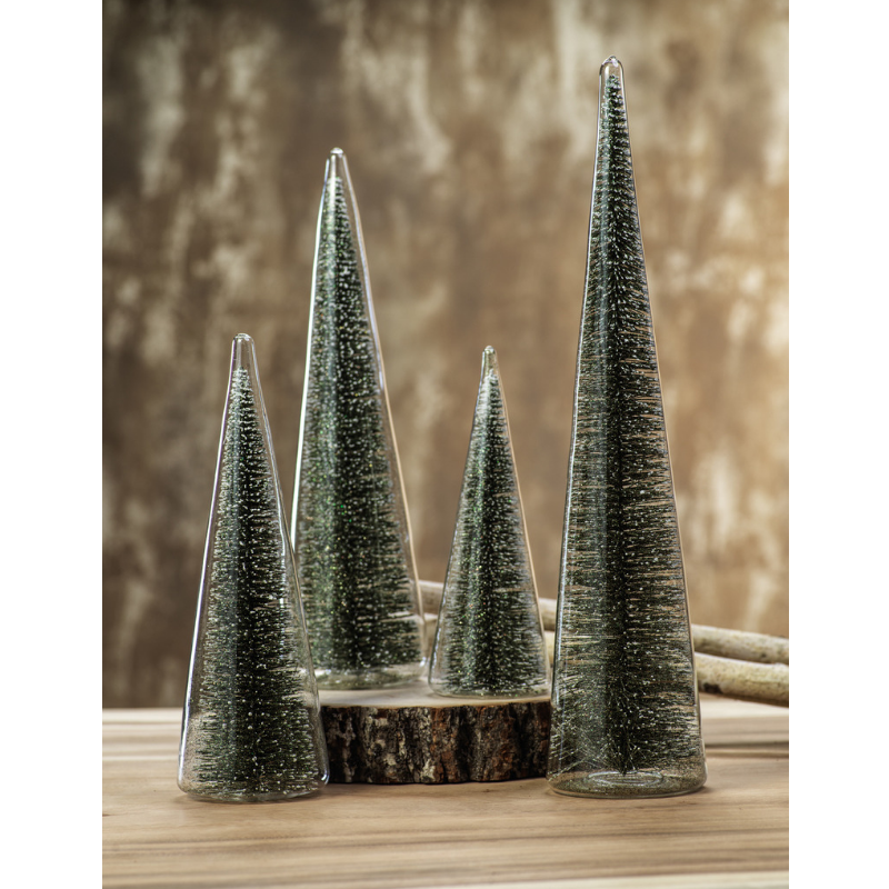 Clear Glass Decorative Tree w/Green Glitter - Christmas Trees by Carlyle Avenue