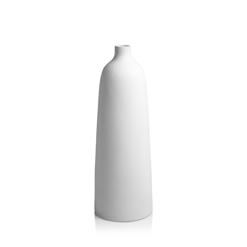Bari All White Earthenware Vase - Vases by Carlyle Avenue