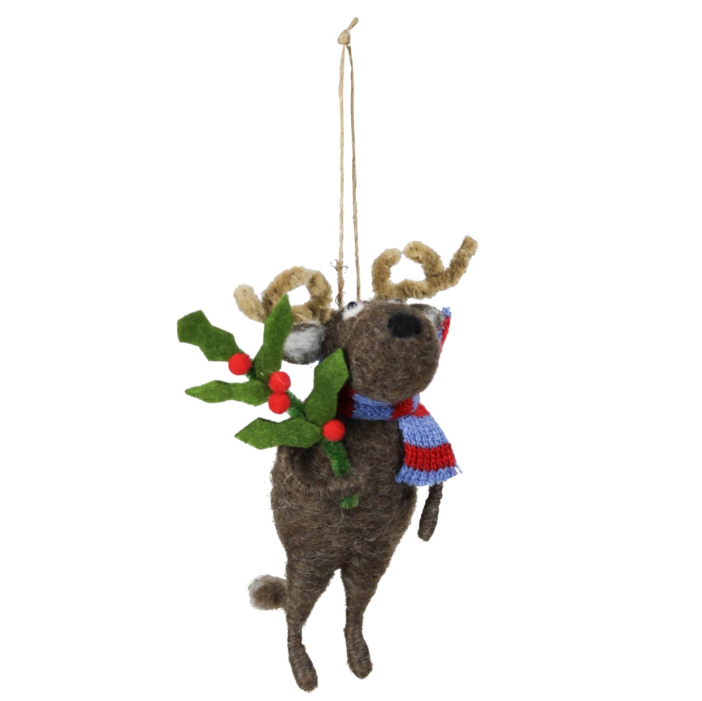 Reindeer with Holly Ornament, Felt