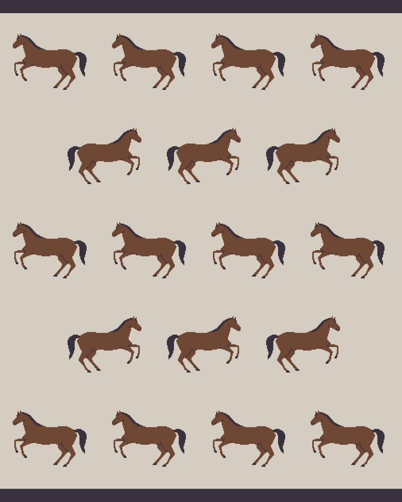 Horse - Organic Cotton Jacquard Sweater Knit Baby Blanket -  by Carlyle Avenue