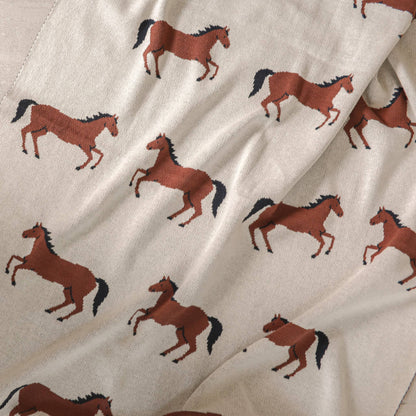 Horse - Organic Cotton Jacquard Sweater Knit Baby Blanket -  by Carlyle Avenue