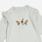 Floral Embroidered Ruffle Baby Sweater Jumpsuit (Organic) -  by Carlyle Avenue