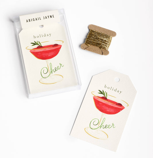 Cocktail Holiday Gift Tags - Boxed Set of 8 with string