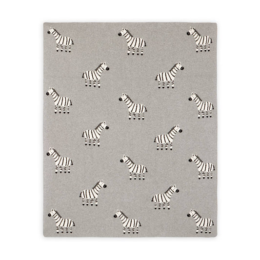 Zebra  - Organic Cotton Jacquard Knit Baby Blanket