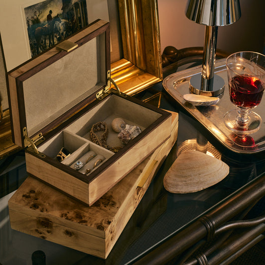 Linea Heritage Burl Veneer Jewelry Box