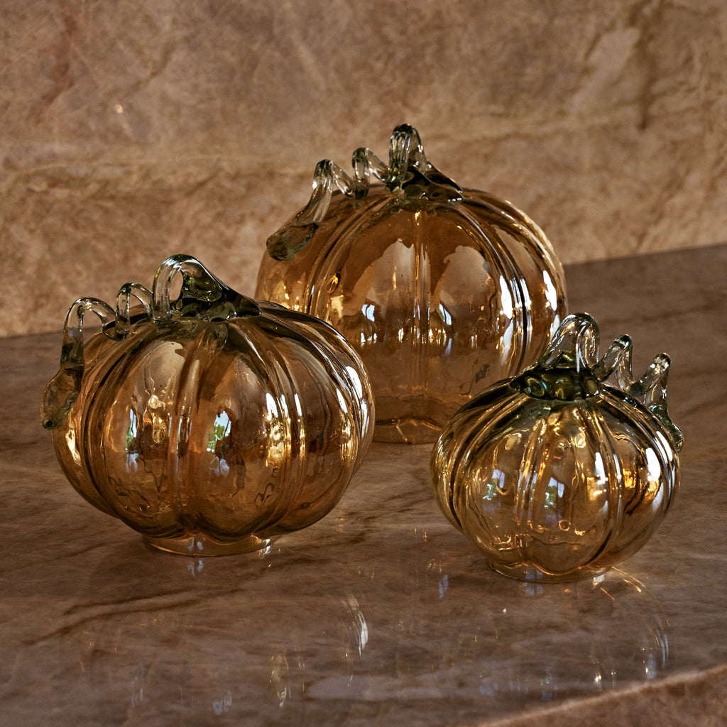 Iridescent Glass Pumpkin, Set of 3