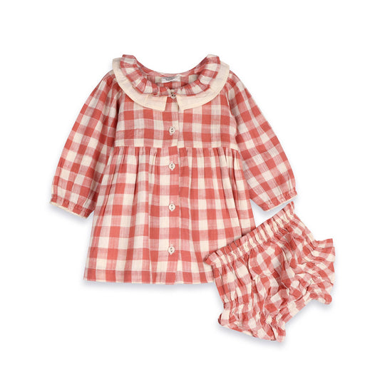 Holly Gingham Baby Dress & Bloomer (Organic Cotton)