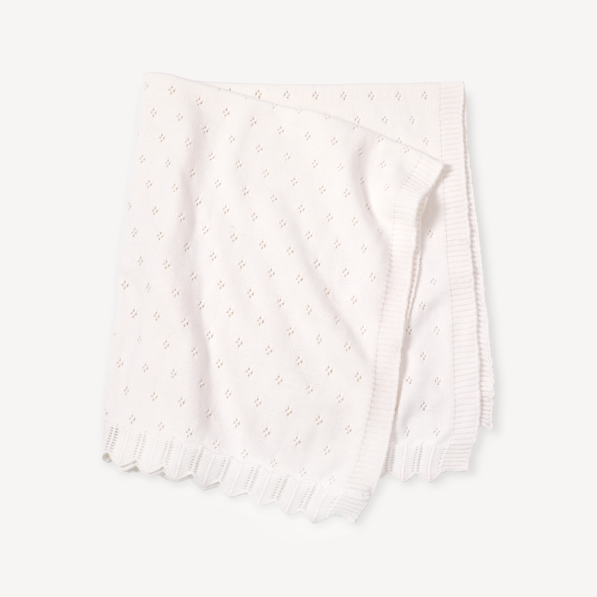 Dove White Classic Pointelle Knit Baby Blanket (Organic)