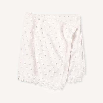 Dove White Classic Pointelle Knit Baby Blanket (Organic)