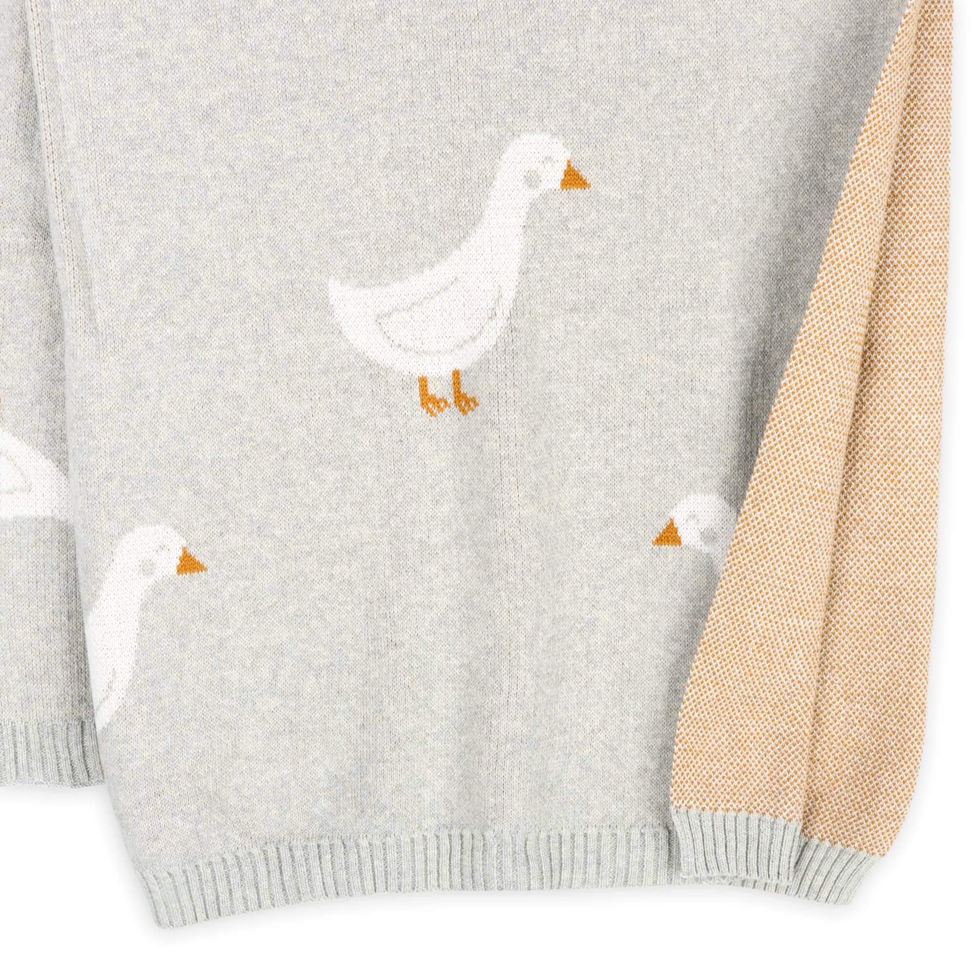 Duck Waddle - Organic Jacquard Knit Baby Blankets featuring charming duck motifs in soft gender-neutral colors.