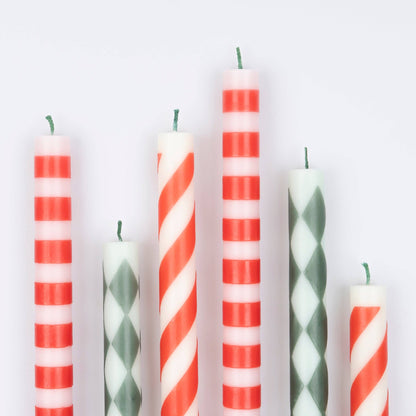 Festive Stripe Table Candles - Candles by Carlyle Avenue