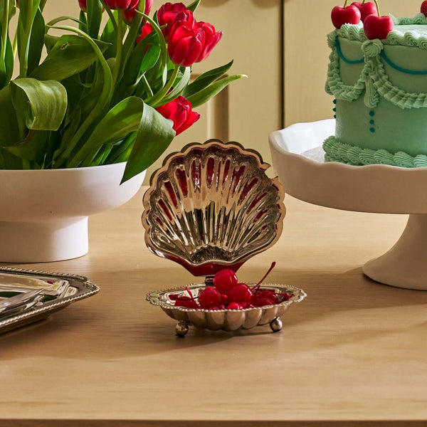 Cap Ferrat Fan Shell Lidded Bowl with Spoon - Serveware by Carlyle Avenue