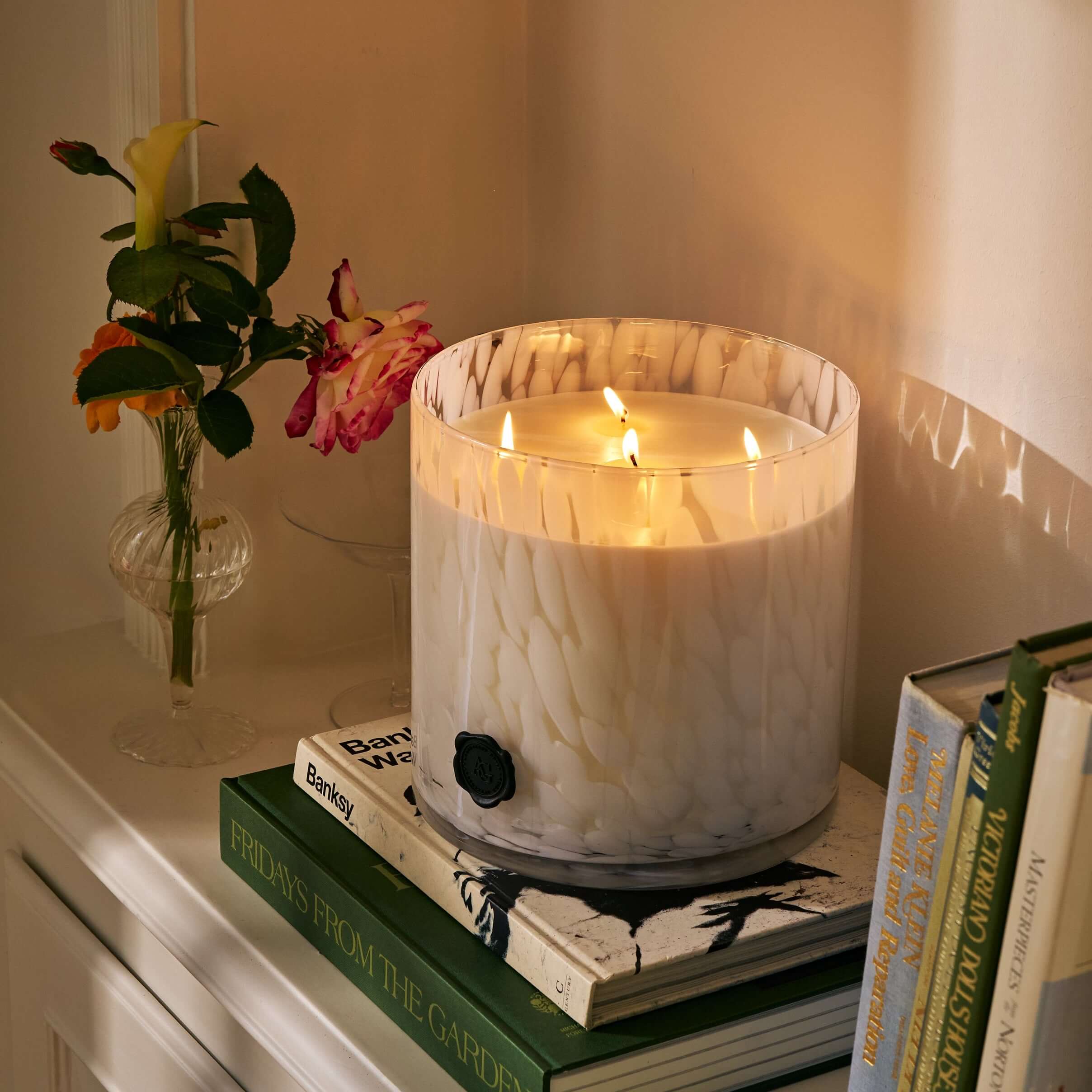 AG Opal Glass Candle - White - Gardenia - Candles by Carlyle Avenue
