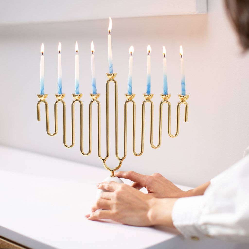 Coluna Menorah, Marble & Gold