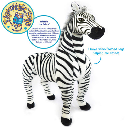 Zelassie The Zebra | 31 Inch Stuffed Animal Plush - Kids by Carlyle Avenue
