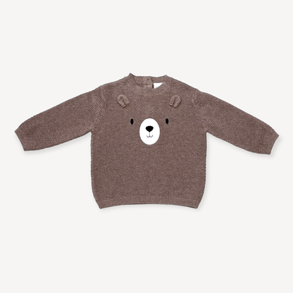 Bear Embroidered Knit Baby Pullover Sweater (Organic) - Kids Clothing by Carlyle Avenue