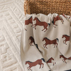 Horse - Organic Cotton Jacquard Sweater Knit Baby Blanket -  by Carlyle Avenue