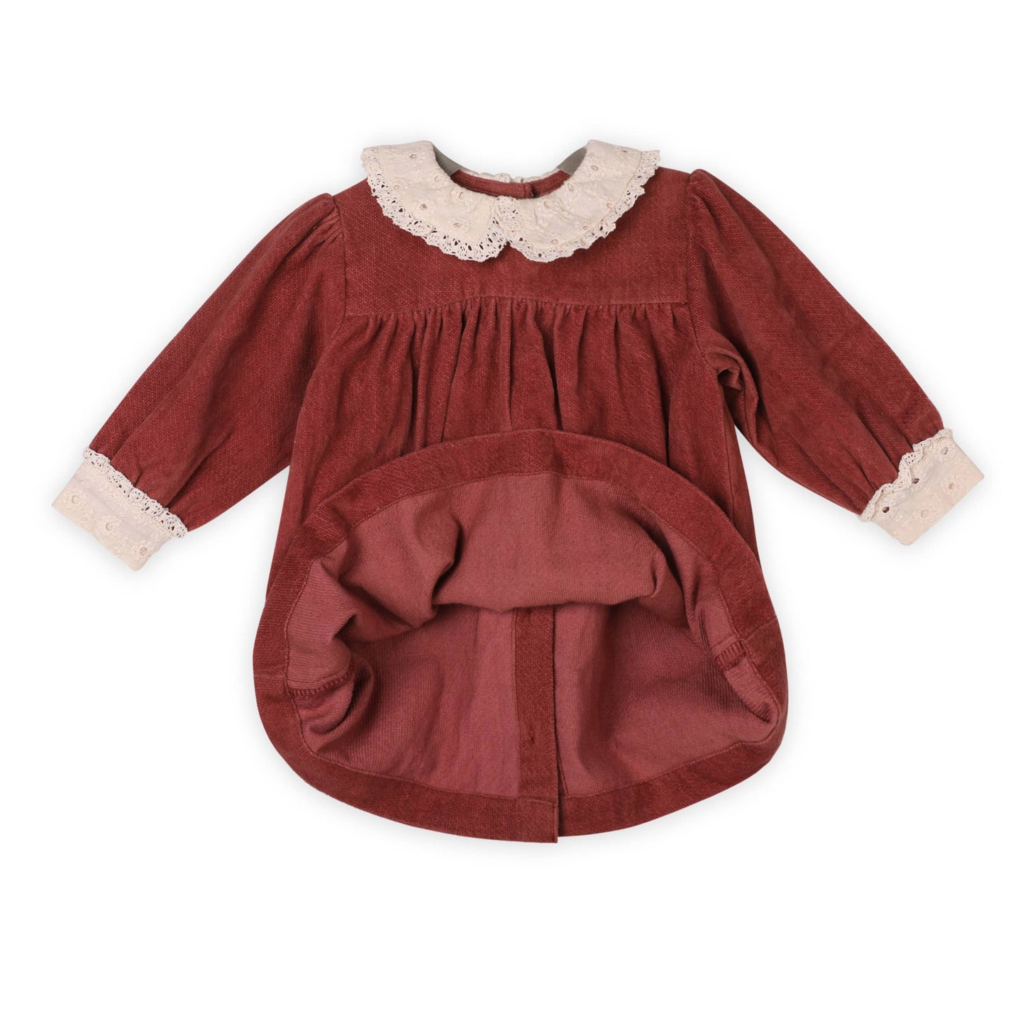 Lace Collar Velvet Baby Girl Dress & Bloomer Set (Organic)