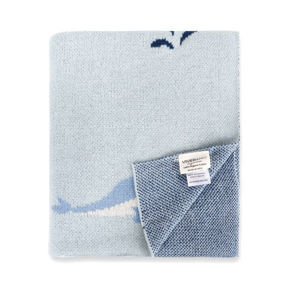 Whales - Organic Cotton Jacquard Sweater Knit Baby Blankets