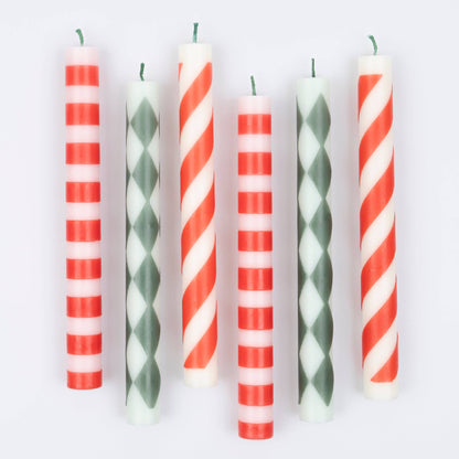 Festive Stripe Table Candles - Candles by Carlyle Avenue
