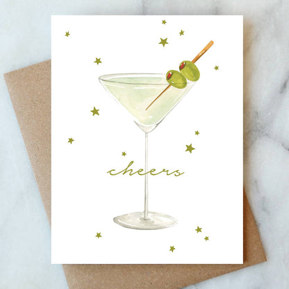 Martini Cheers Greeting Card | Cheers Congrats Card - Greeting Cards by Carlyle Avenue