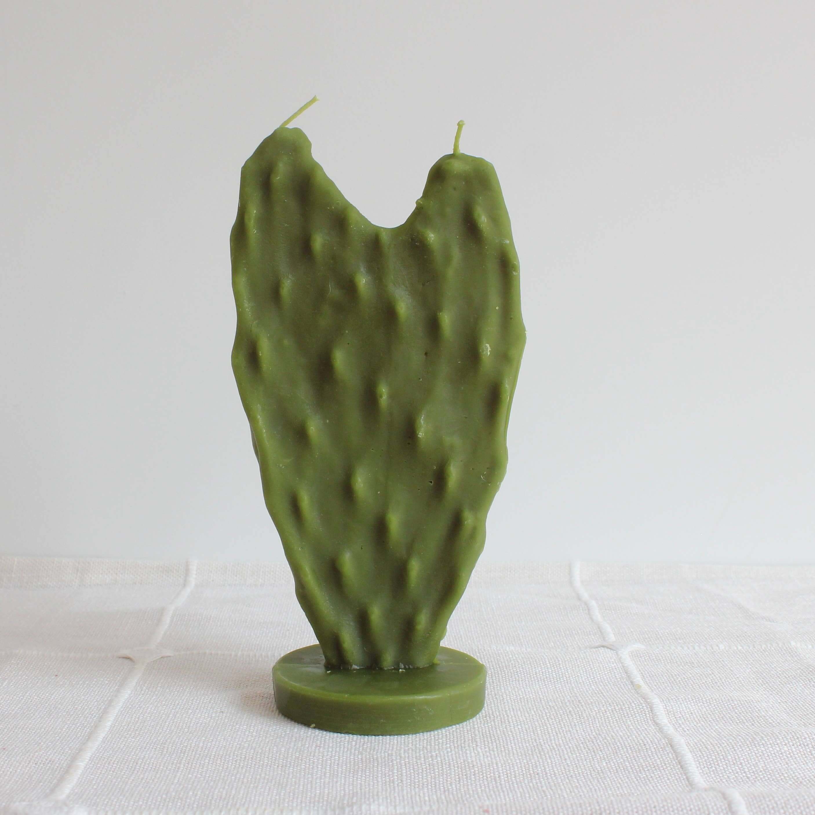 Nopal Cactus Beeswax Candle handcrafted from 100% pure beeswax, eco-friendly with a decorative base.