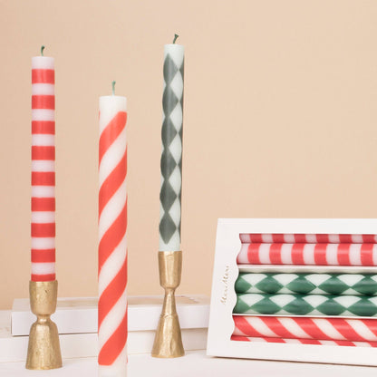 Festive Stripe Table Candles - Candles by Carlyle Avenue