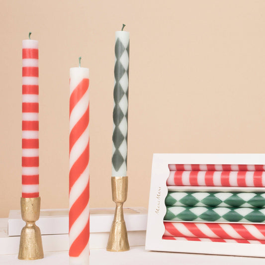 Festive Stripe Table Candles - Candles by Carlyle Avenue