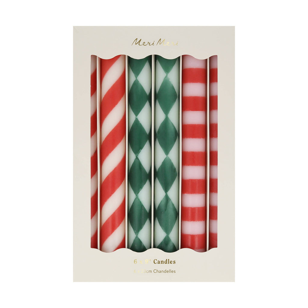 Festive Stripe Table Candles - Candles by Carlyle Avenue