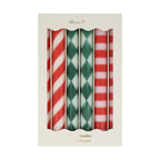 Festive Stripe Table Candles - Candles by Carlyle Avenue
