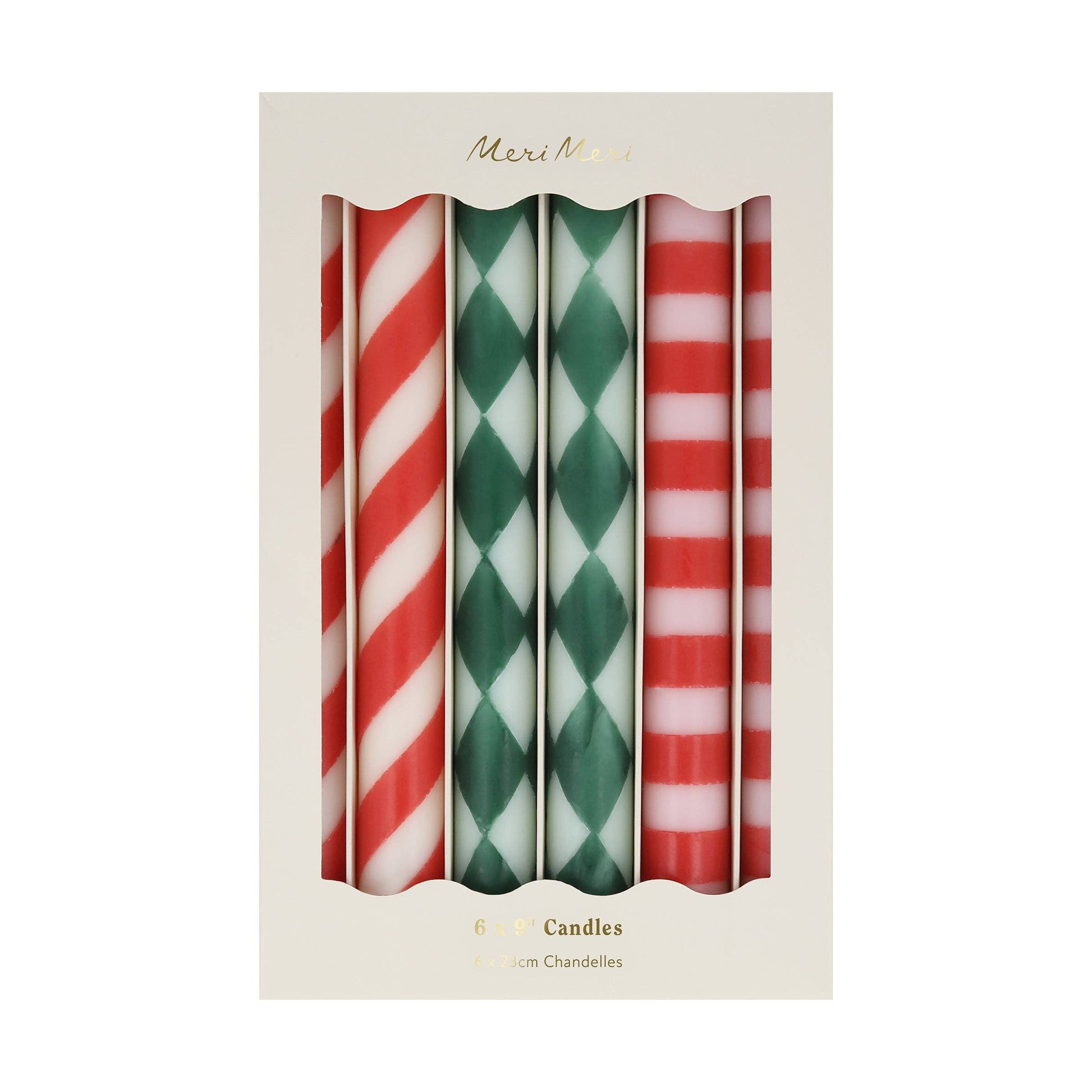 Festive Stripe Table Candles - Candles by Carlyle Avenue