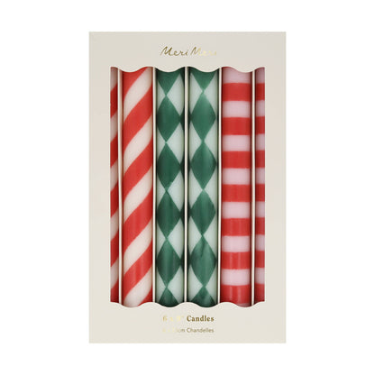 Festive Stripe Table Candles - Candles by Carlyle Avenue