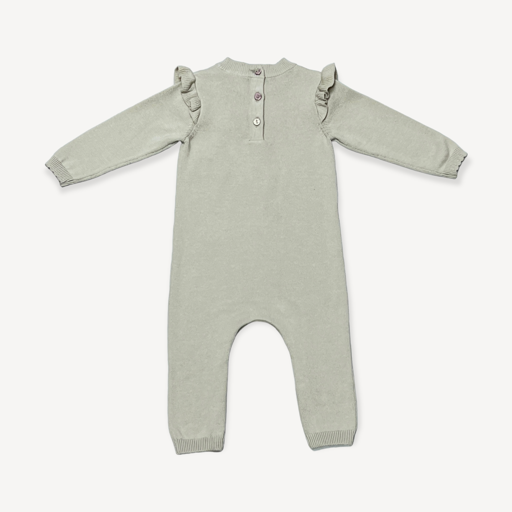 Floral Embroidered Ruffle Baby Sweater Jumpsuit (Organic) -  by Carlyle Avenue