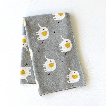 Elephant - Organic Cotton Jacquard Sweater Knit Baby Blanket - Baby Blanket by Carlyle Avenue