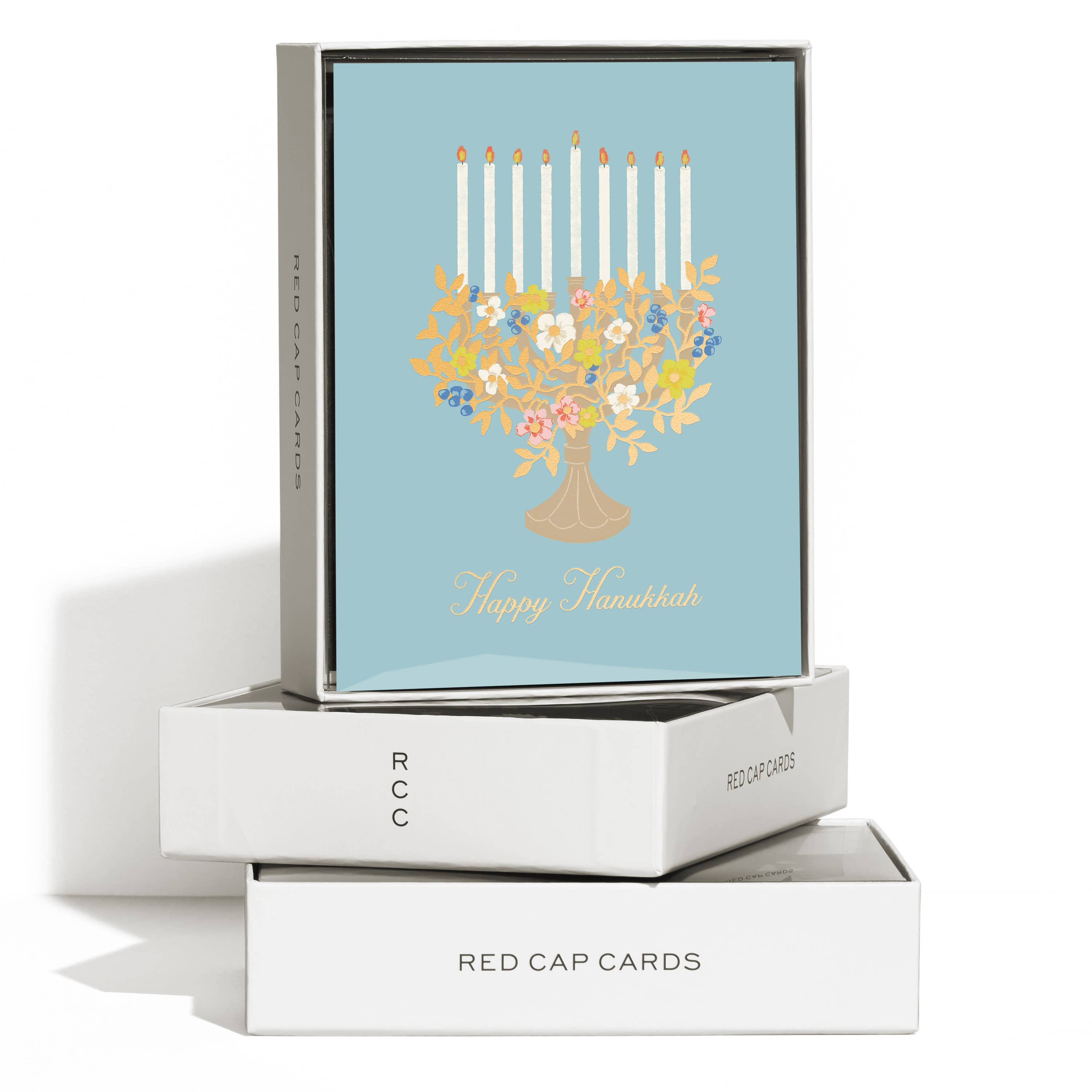 Floral Menorah Hanukkah greeting card