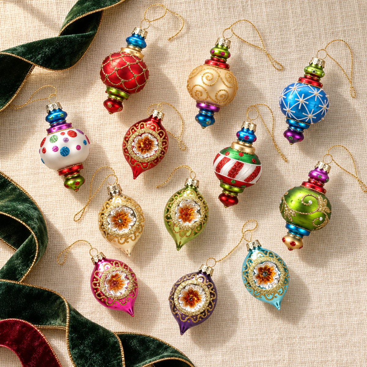 Ornate Ornaments in Gift Box, Set of 6, Assorted Designs