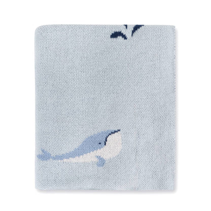 Whales - Organic Cotton Jacquard Sweater Knit Baby Blankets