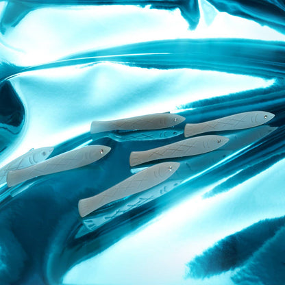 Sardine Fish Hair Clip Set in Silver Acetate with Rhinestone -  by Carlyle Avenue