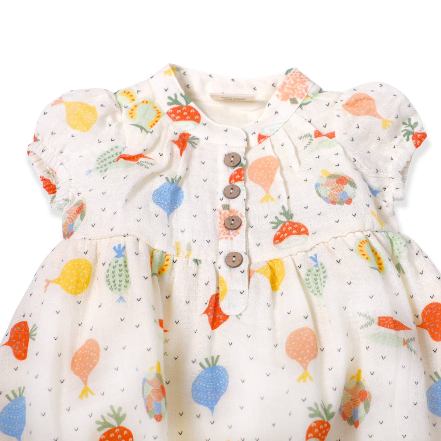 Veggie Puff Sleeve Muslin Baby Dress+Bloomer(Organic Muslin)