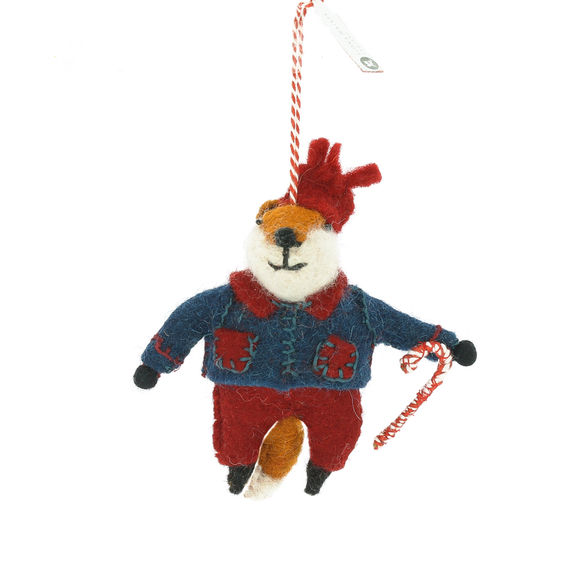 Fox w/ Jacket and Candy Cane Ornament