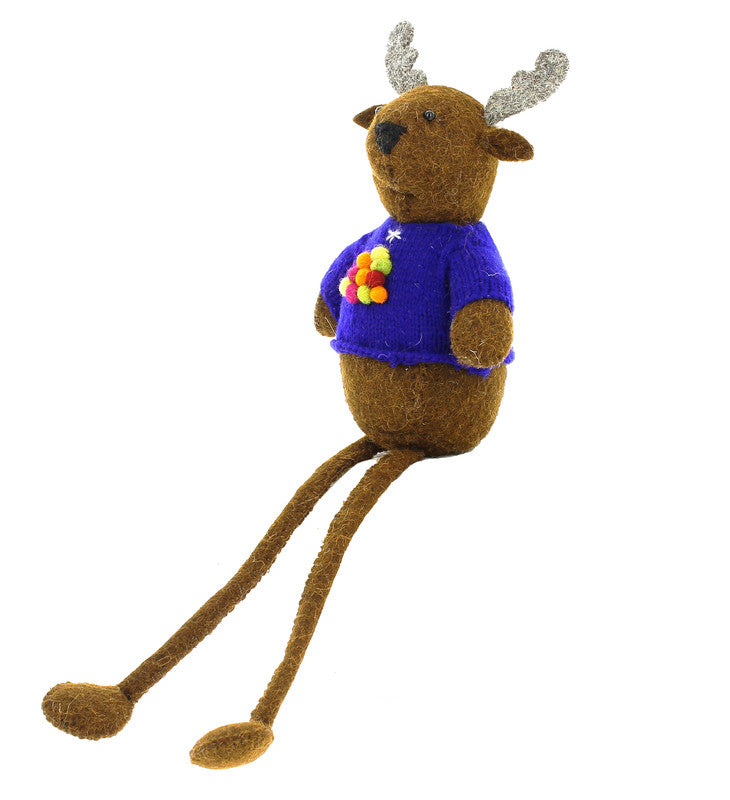 Droopy Shelf Moose w/ Christmas Sweater